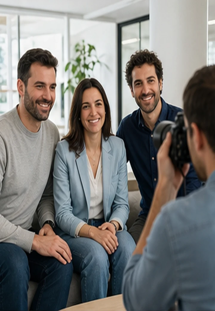 Sesión de fotografía de equipo profesional