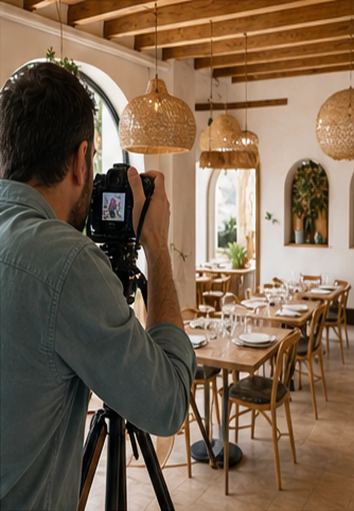 Fotógrafo capturando un espacio de hostelería