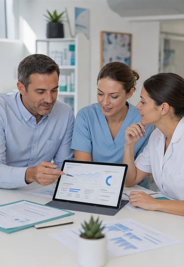 Equipo profesional revisando leads y analítica